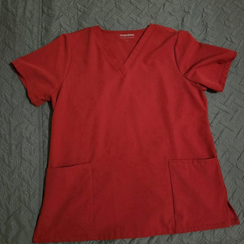 Mandala Crimson Red Scrub Top